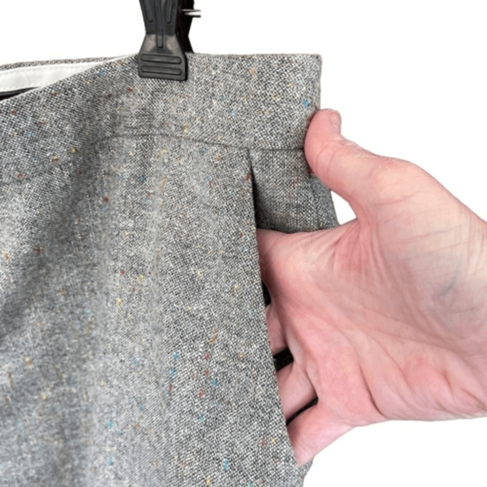 Anne Klein Wool Blend Gray Flecked Lined‎ Cropped Hemmed Trouser Pants — SZ 10P - Picture 3 of 11